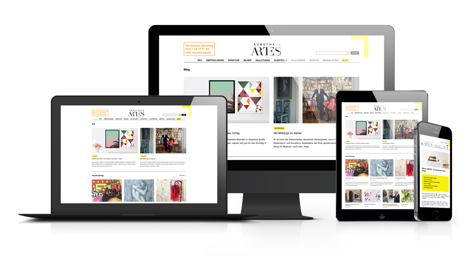 Kunsthaus Artes Blog Mockup Webdesign Agentur